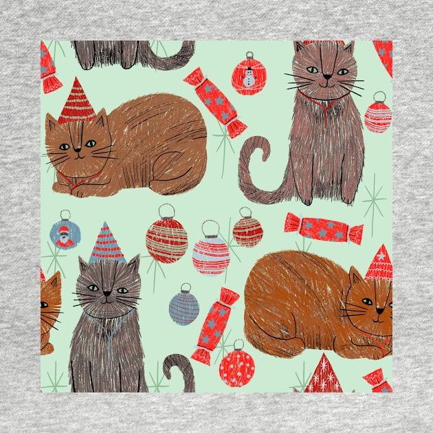 Mid-century Christmas cats by Kimmygowland